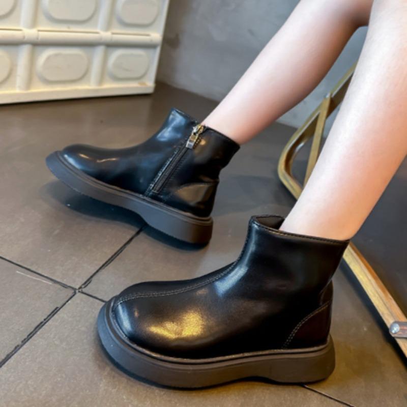 Modische Lederstiefel für Mädchen Kinder Stilvolle Kurze Stiefel Preppy-Style Einzelstiefel für Mädchen