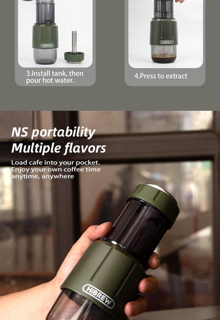 HiBREW H4D 2-in-1 Portable Hand-Pump Coffee Machine Built-in Cup