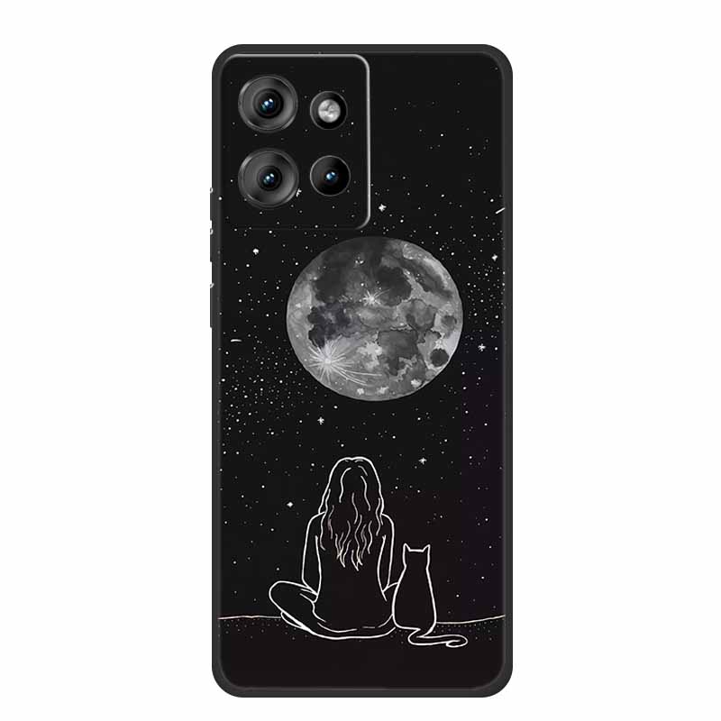 For Motorola Moto G 2025 Case Fashion Flower Black Silicone Soft TPU Back Cover Case For Motorola G75 S50 Edge 50 Neo Phone Case