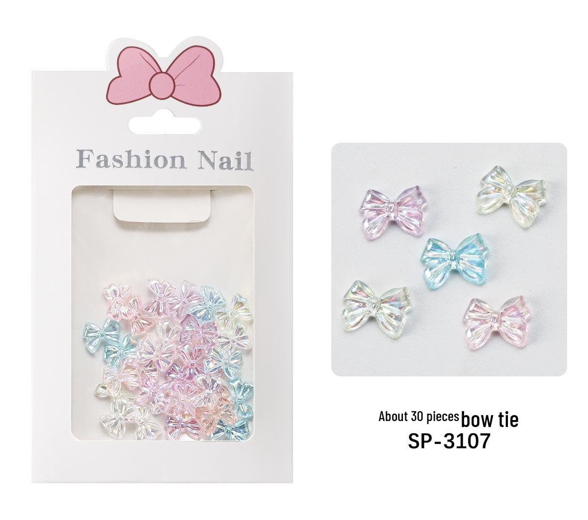 

Icy Aurora Bow Nail Charms: 30 Cute Resin Ribbon Bowties for Nail Art