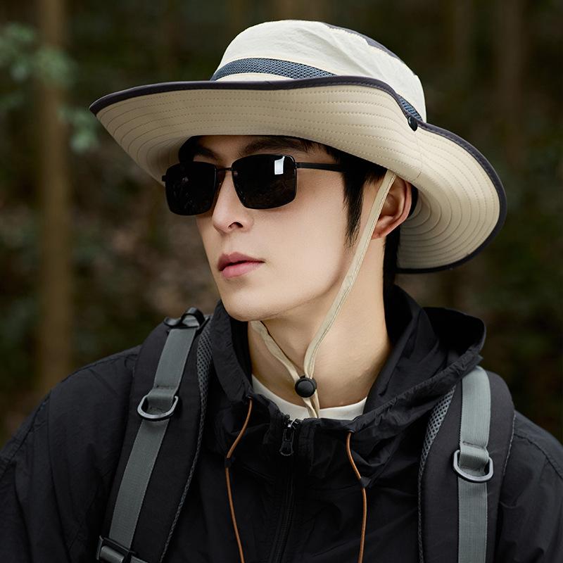 

Summer hat men s outdoor cycling denim mountaineering sun hat quick drying sunscreen sunshade bucket hat simple One Size
