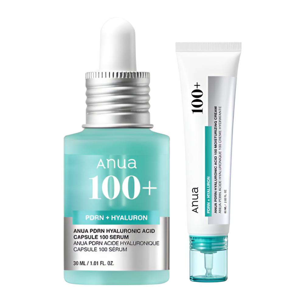Anua PDRN Hyaluronic Acid Capsule 100 Serum 30ml Set (+Cream 30ml)– Korean Deep Hydration & Repair Care, Serum + Cream Duo
