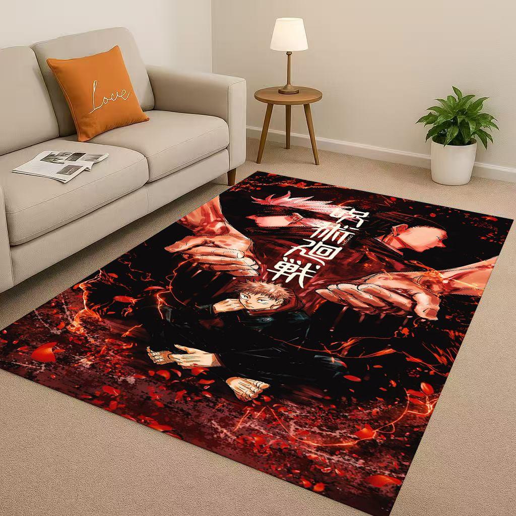 Anime Jujutsu Kaisen Cartoon Itadori Yuj Living Room Non-Slip Area Rug Carpet for Bedroom Playroom Sofa,Home Decor Doormat KID