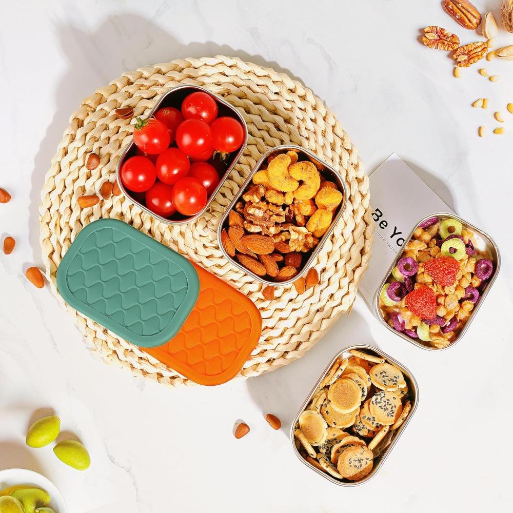 230ML 304 Stainless Steel Snack Container with Silicone Lid Fruit Storage Box  Kids