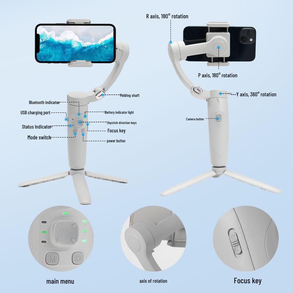 M1 Handheld Gimbal: Three-Axis Stabilizer with Anti-Shake & Smart Face Tracking for Photography & Live Streaming