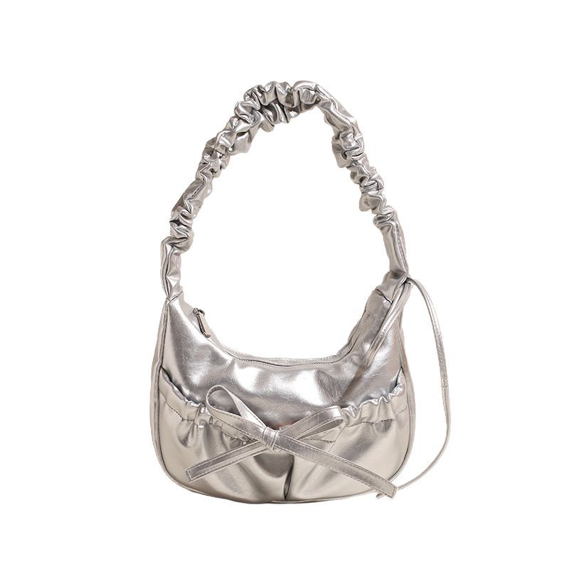 Korean versatile casual pleated lace drawstring design crossbody shoulder bag underarm bag niche lazy wind dumpling bag