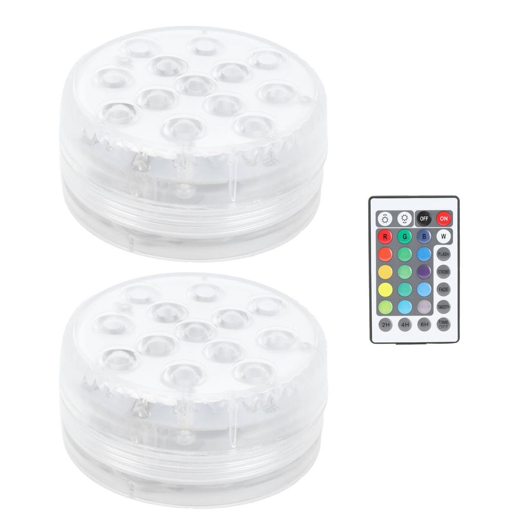 2PCS LED Pool Lamp 16 Color RGB Submersible Light with Magnet Suction Cup for Fish Tank Fountain