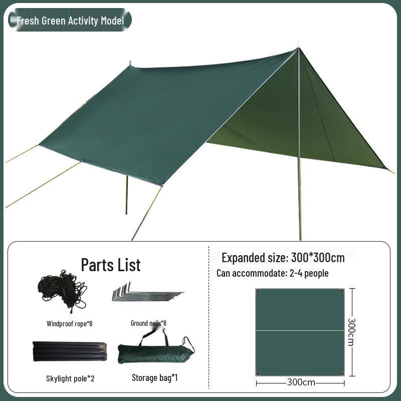 Butterfly-Shaped Black Glue Sunshade Tent - Outdoor Sun & Rain Protection for Camping and Picnics in Spring & Autumn.