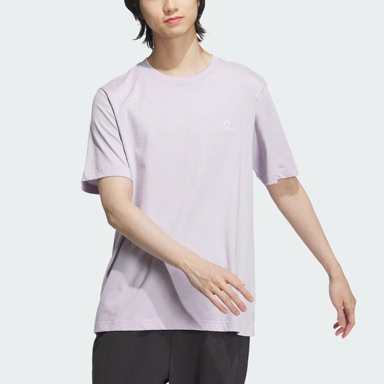Adidas Logo Sports Casual Solid Color Round Neck Short Sleeve Drop Shoulder T-Shirt Unisex T-Shirt Silver Purple JI9067
