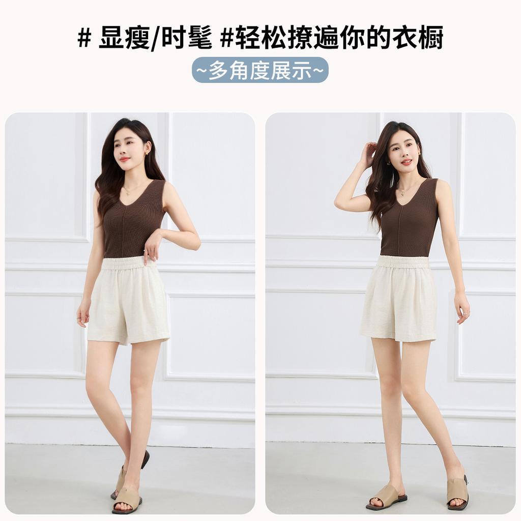 Summer Solid Color Simple Thin Elastic High Waist Casual Pants