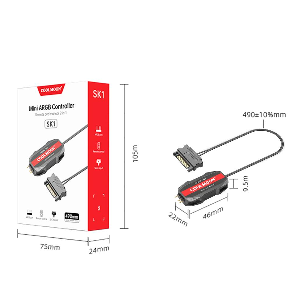 5V 3PIN ARGB Controller ARGB 5V 3PIN To SATA Power Extension Cable RGB Sync Light Regulator with Remote Control for PC Case Fan