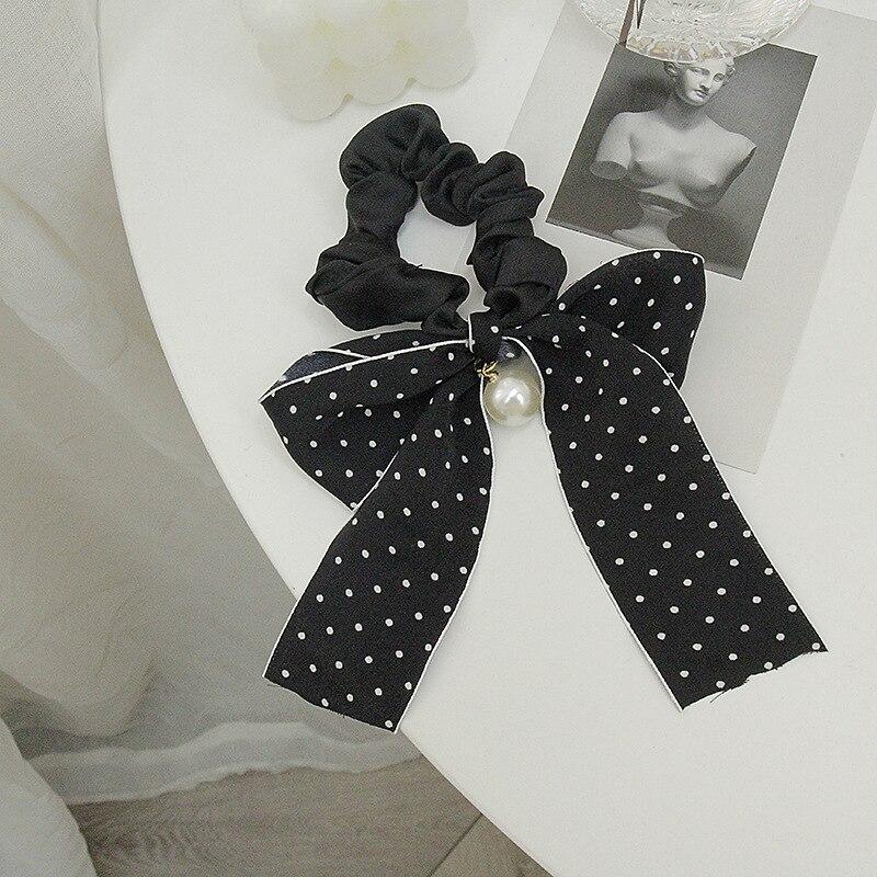 Details about / Women Streamers Scrunchies Polka Dot Floral Print Elastic Bow Hair Rope DIY Ties