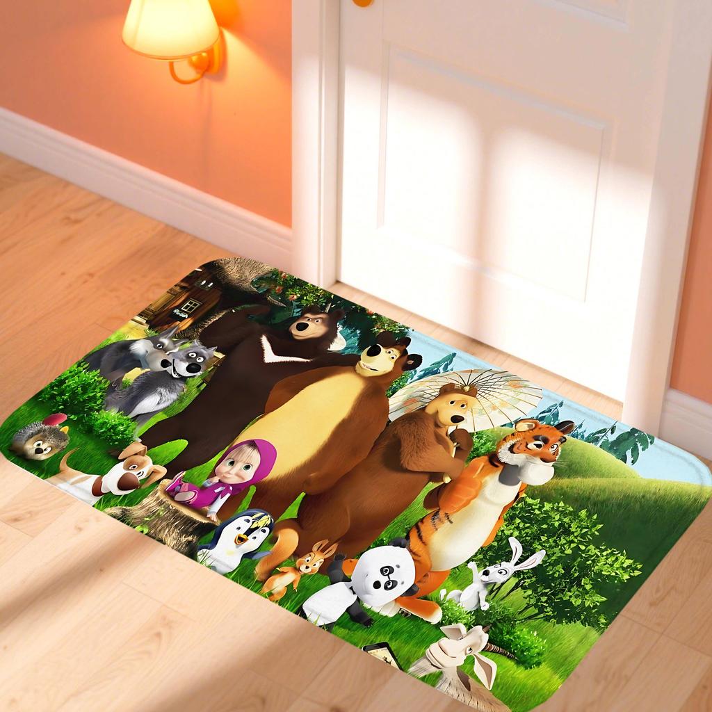 Kawaii Masha and the Bear Doormat Home Decor Items Kitchen Rugs Living Room Foot Mat Entrance Carpet Bedroom Rug Non-slip Pad
