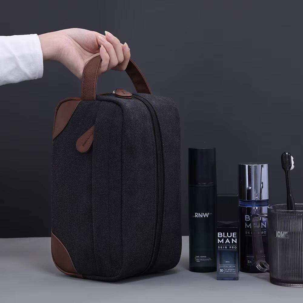 Men Cosmetics Storage Bag Portable Zipper Closure Makeup and Beauty Bag Business Travel Large Capacity Toiletries Organizer Bag