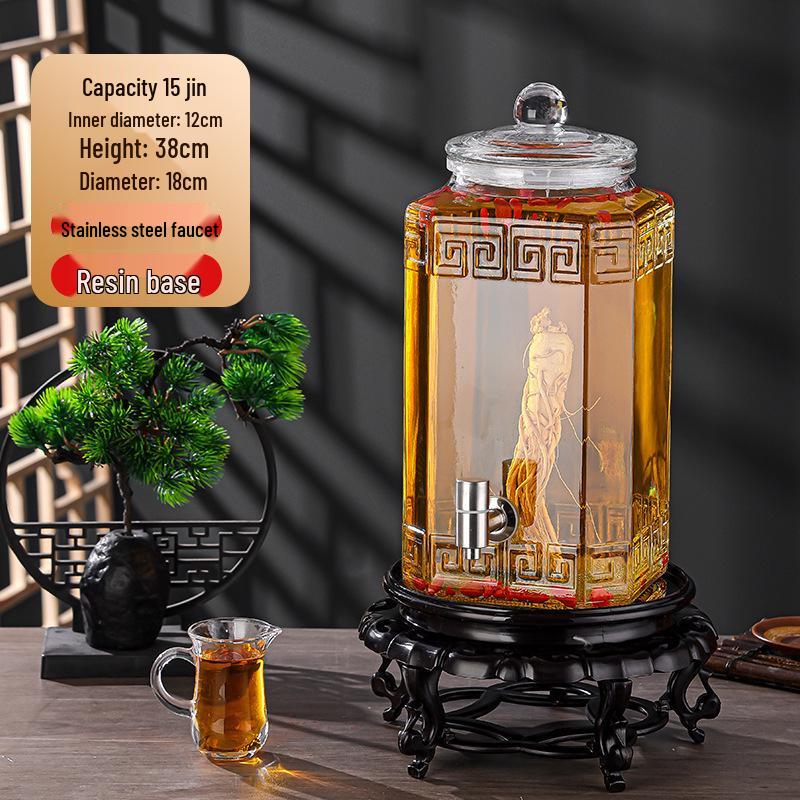 Luxury Sealed Wine & Baijiu Soaking Jar with Faucet for Household Use