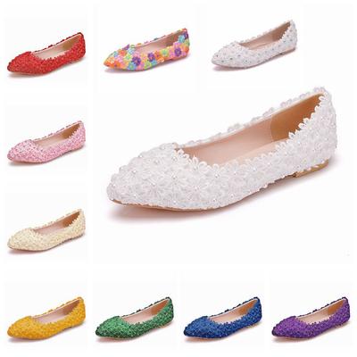 Lace Bride Shoes Handmade Wedding Shoes Colorful Shoes Colorful Wedding Shoes Bridesmaid Shoes Show Flat Heels Single Shoes