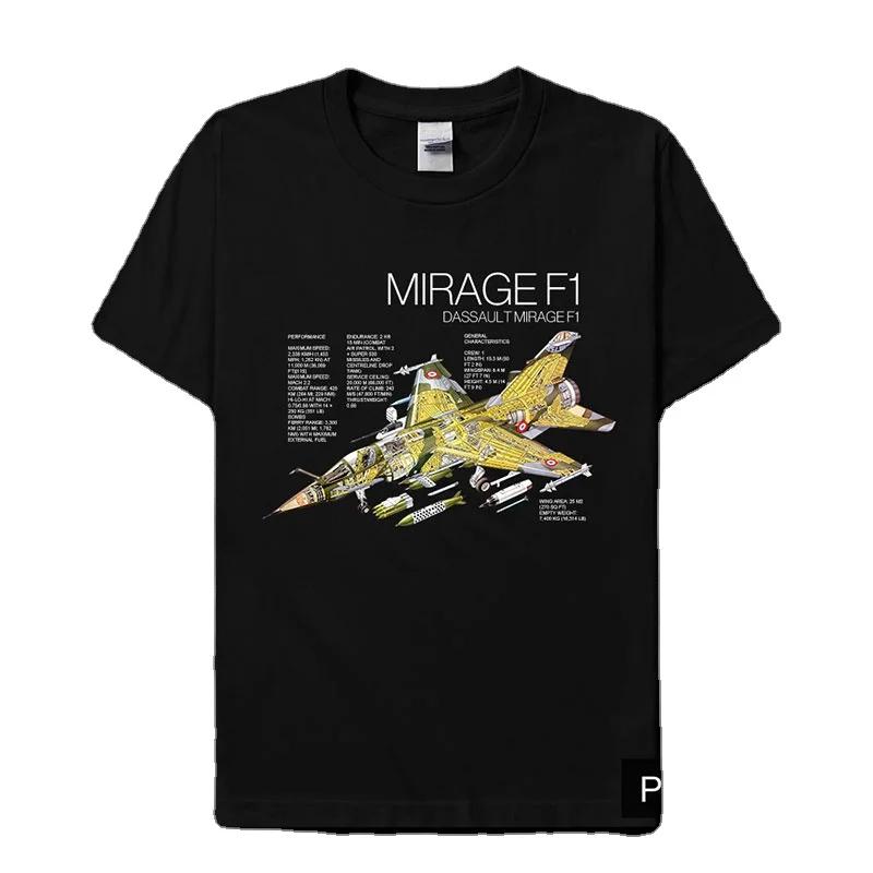 Francie F1 Mirage Fighter Tričko s potiskem nákresu 100% bavlna Kulatý výstřih Krátký rukáv Letní Ležérní Pánské Tričko Streetwear