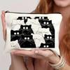 Vierkante Witte DIY Schilderen Rits Canvas Tassen Munt Geld Houder Tassen Leuke Katten Bedrukt Studenten Potlood Pen Schrijfwaren Opbergtas