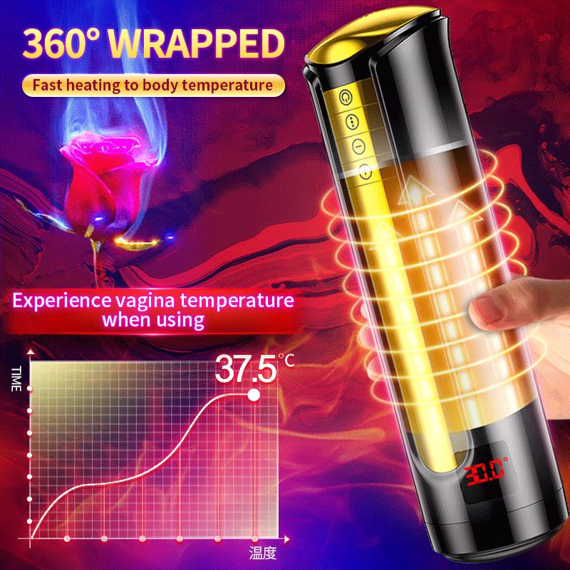 Automatic Telescopic & Heating Male Masturbator Men Masturbation Silicone Sex Real Vagina Pussy Masturbator for Man Erotic Toys
