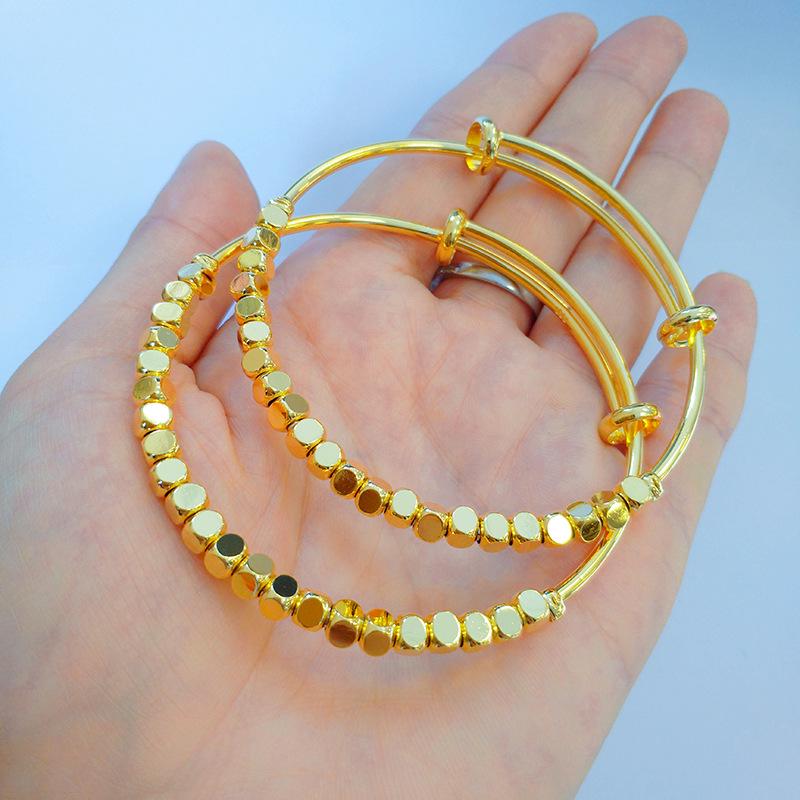 Позолоченный браслет с бусиной удачи, отделка песочным золотом – Женские модные украшения, Подарок на Циси, Древний стиль