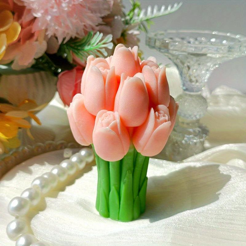 3D Tulpenstrauß Silikonform DIY Blumen Aroma Kerzen Gips Ornament Formen Handgemachtes Geschenk Seife Kerzenherstellung Zubehör