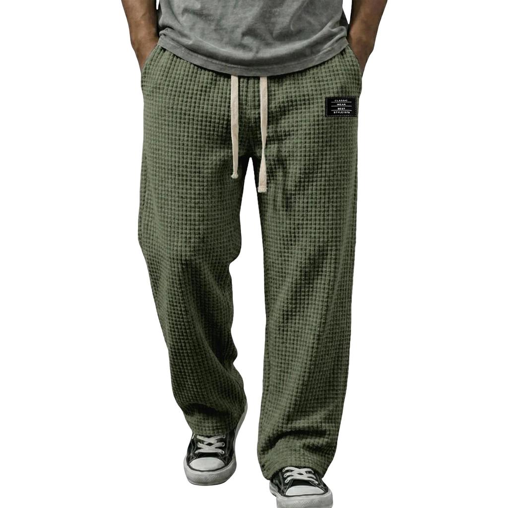 Pantaloni da Uomo in Velluto a Coste, Vestibilità Larga, Gamba Dritta, con Drappeggio, Pantaloni Sportivi Casual per l'Uso Quotidiano