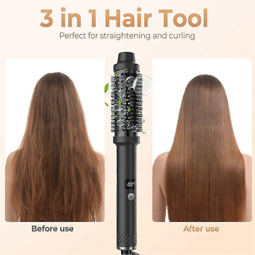 3-in-1 Hot Air Styler Ionic PTC Heating Hair Straightener & Curler, 360 Degree Swivel Cord Travel Hot Styling Brush for Women