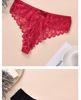 Women's Plus Size Seamless Mid-Rise Thong with Lace Trim, Breathable Pure Cotton Crotch
