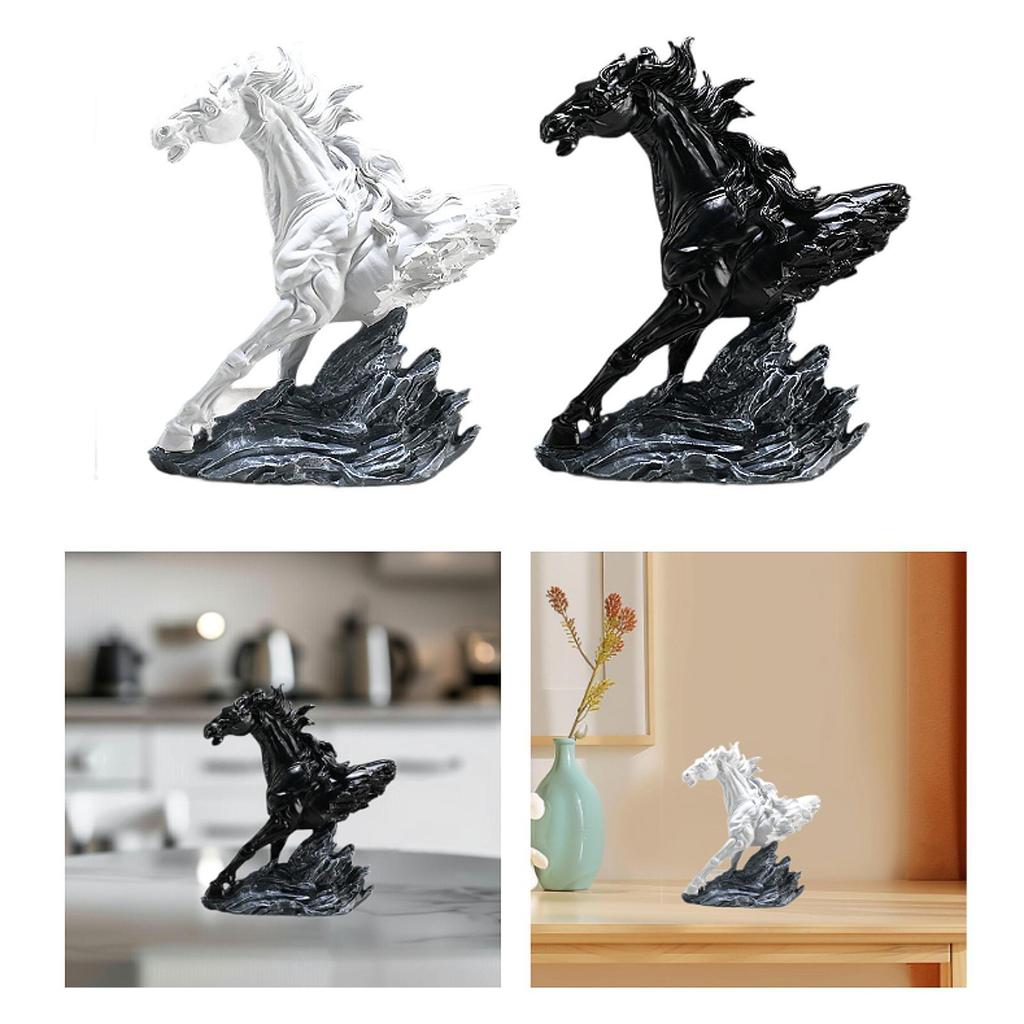 Horse Running Statue Modern Fighting Gift Desktop Resin Horse Sculpture for Bedroom Businesses Decorative Cabinet TV Stand