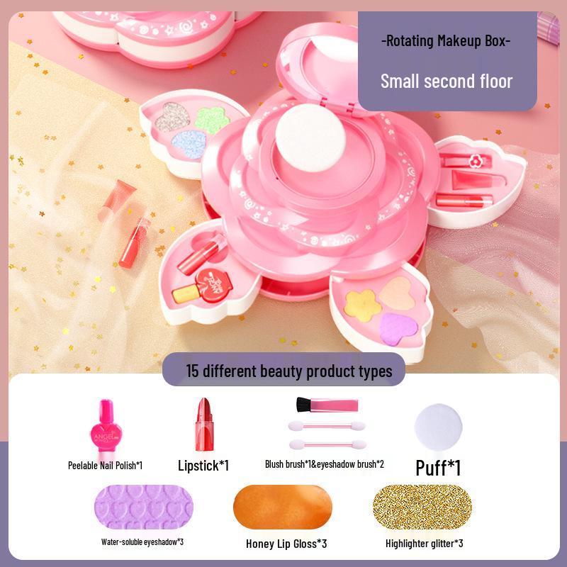 

Вращающийся игровой набор для макияжа для девочек - Принцесса лак для ногтей и подарочная коробка для макияжа