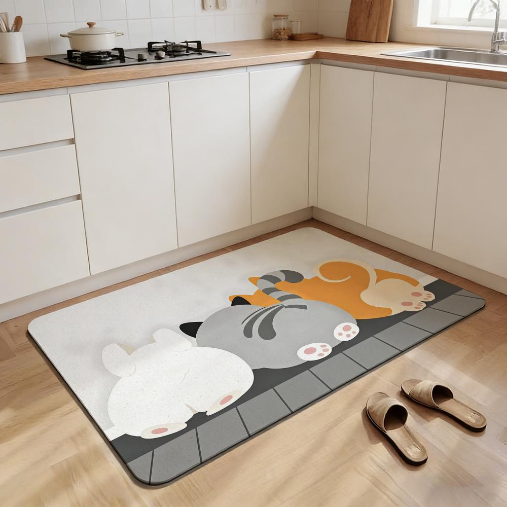Design G-General Cute Animal Butt Theme Floor Mat Non-slip Quick-dry Diatomaceous Earth Bath Mat, Absorbent Doormat
