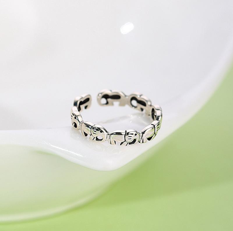 Jixiang Ruyi Attracts Good Luck Index Finger Ring Female Thai Style Fashion Personalized Design Retro Elephant Opening Ring