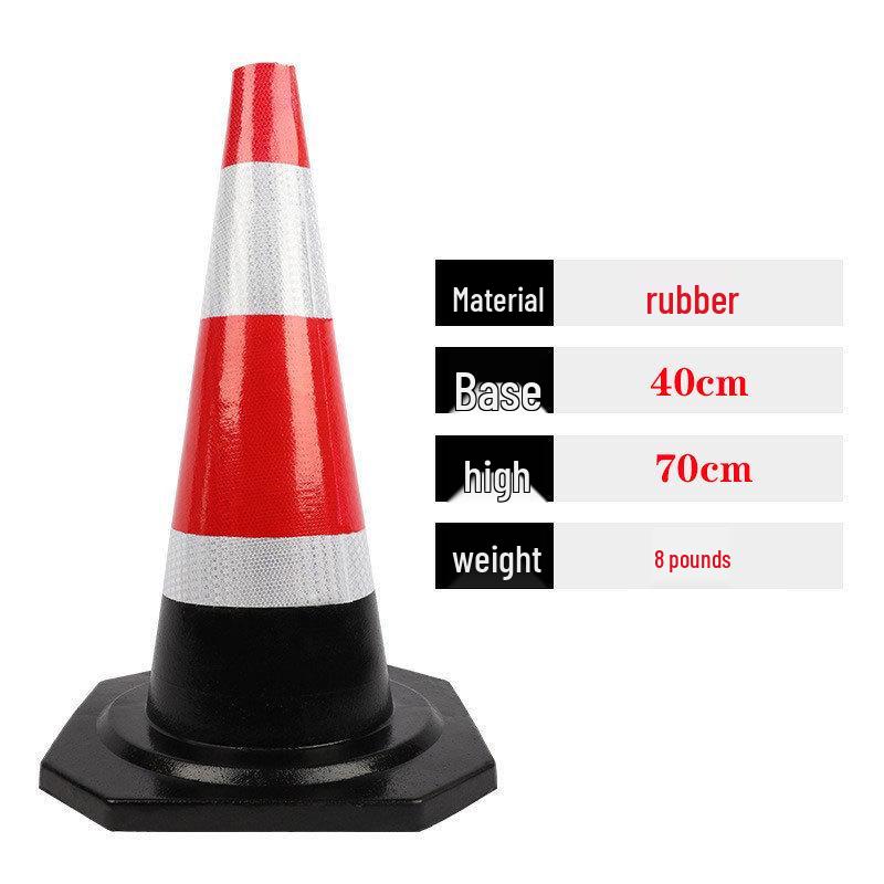 Reflective Rubber Traffic Cone - 70cm & 90cm Conical Isolation Barrier for Road Construction