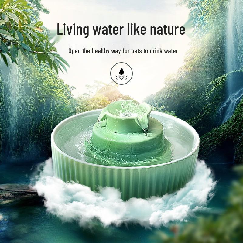 Ciotola Dispenser d'Acqua in Ceramica per Gatto e Cane con Fontana a Circolazione Automatica