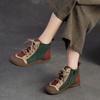 Johnature Mixed Color Genuine Leather Lightweight Comfortable Ankle Boots Retro Versatile Warm Women's Shoes