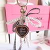 Cute Lattice Ribbon Pearl Bowknot Heart Card Pendant Keychain Jewelry Accessories Backpack Hangings Decoration