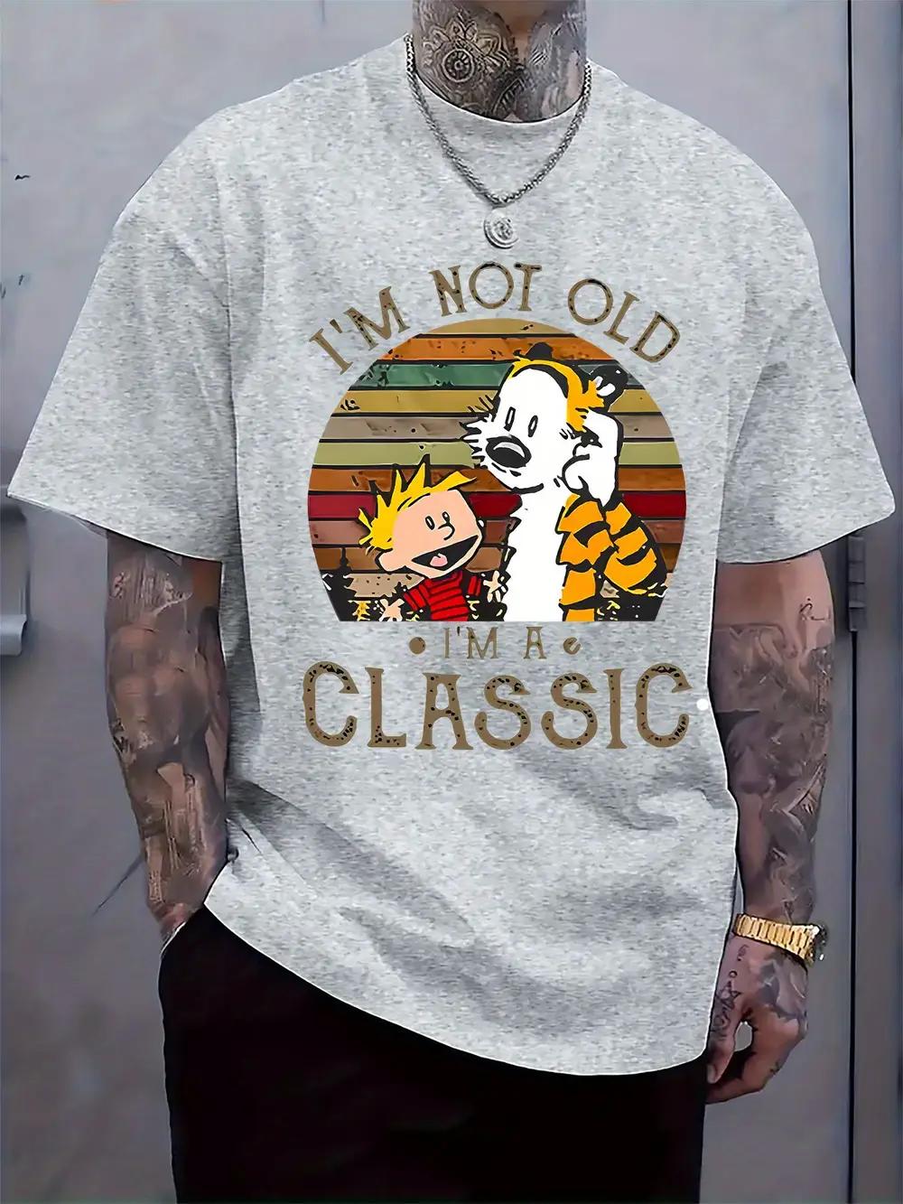 

I m Not Old I m A Classic Retro Cartoon Graphic T-shirt - Regular Fit Casual Short Sleeve Tee with Vintage Design L