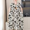 Abiti eleganti taglie forti per donna Abito lungo vintage a maniche corte allentato casual