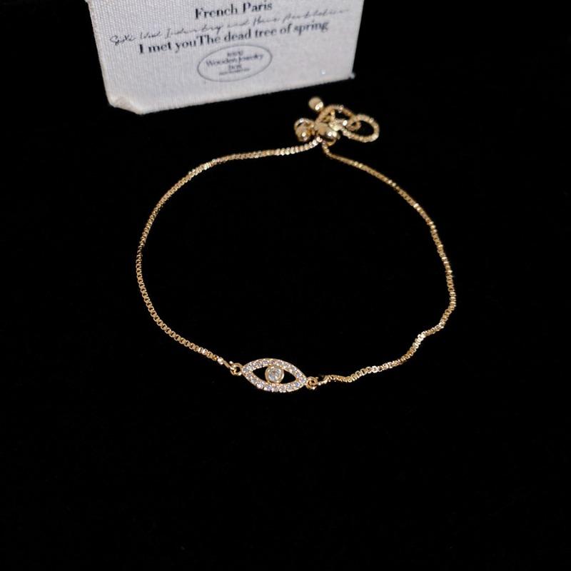 Super flash zircon eye pendant bracelet necklace set fashionable and simple niche design versatile jewelry
