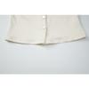 Women Summer Cowl Neck Short Sleeve Button Detail Slim Fit Solid Color Casual Blouse