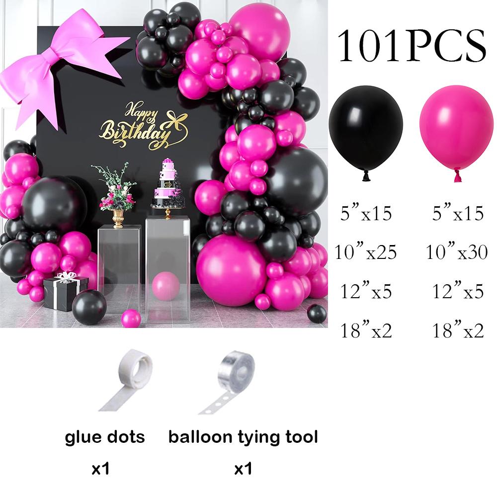 

Hot Pink Balloons Garland Kit Black Rose Red Ballon Arch Graduation New Year Birthday Party Baby Shower Gender Reveal Decoration AS Picture