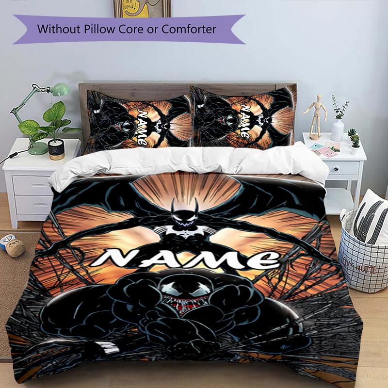 3pcs Venom4 Cover Set - Personalized Name, HD Printed Bedding with 1 Cover and 2 Pillowcases - Perfect for Home Decor, Easy Care