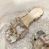 Damenschuhe Hausschuhe für Damen 2026 Neue Luxus Perlen Strass Steine Blockabsatz Hausschuhe Sommer Damenschuhe