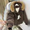 Thick Winter Hooded Cotton Coat With Faux Fur Collar Unisex Casual Warm Jacket Men Women