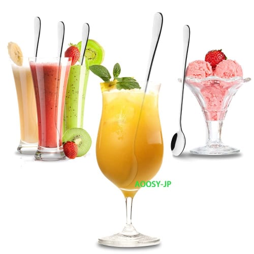 AOOSY Muddler Spoons, Set of 4, 22.7cm, Stainless Steel, for Buffet, Soda, Yogurt, Iced Coffee, Long Spoons, Mirror Finish, for Adults, Kids, and Fami
