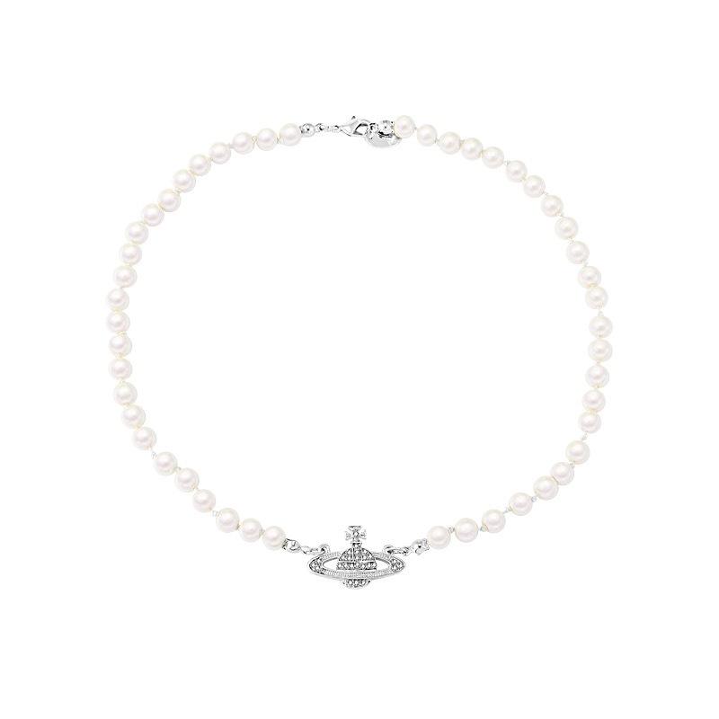 Empress Dowager Saturn pearl necklace niche collarbone chain female summer temperament choker neck chain accessories