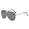 Autumn/Winter Fashion Metal-Frame Sunglasses with Integrated Lenses, Large Frames, European and American Style