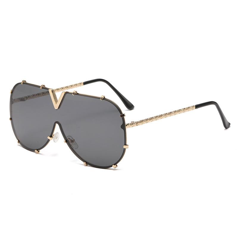 Autumn/Winter Fashion Metal-Frame Sunglasses with Integrated Lenses, Large Frames, European and American Style