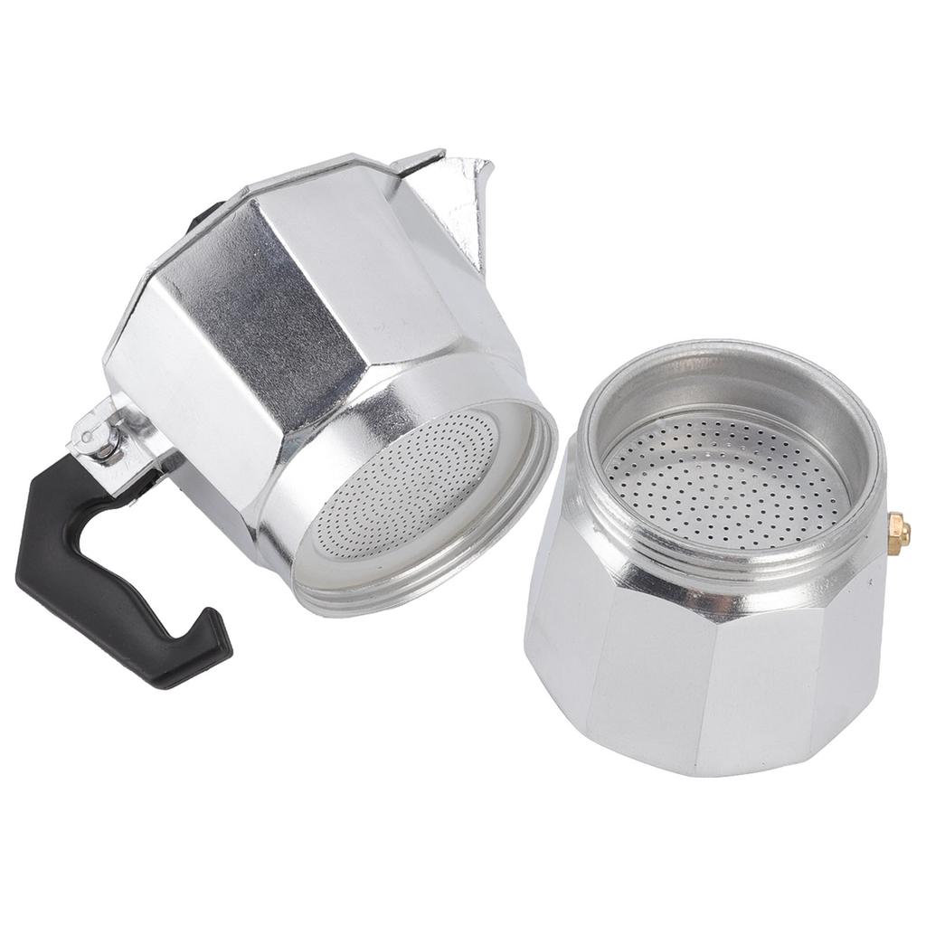 Moka Pot 150ml Aluminium Octagonal Household Heating Rustic Style Silver Camping Coffee Makers for Office