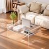 Acryl-Kaffeetisch, 2-stöckiger Mitteltisch mit Ablagefach, Moderner rechteckiger Acryl-Kaffeetisch, Ideal für Esszimmer, Kücheninsel,